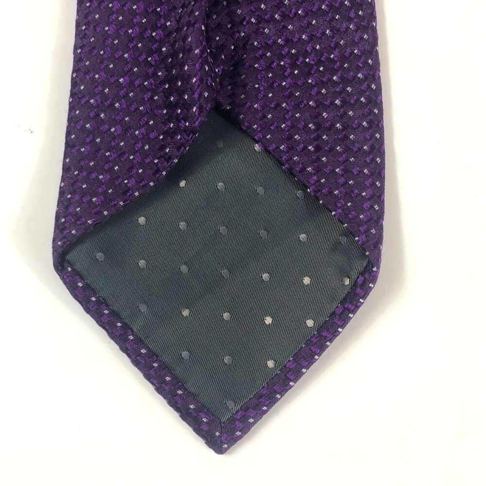 Michael Strahan Collection Purple Woven 100% Silk Tie Polka Dot Pattern Men's - Picture 3 of 6